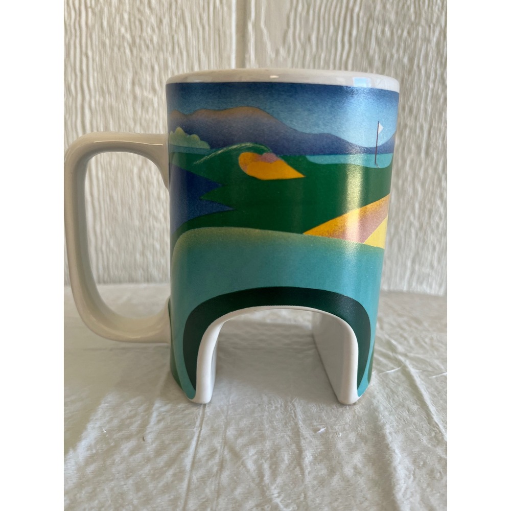 Unique Golf Course Scene Mug with Built-in Holder Unique Gift for Golfers